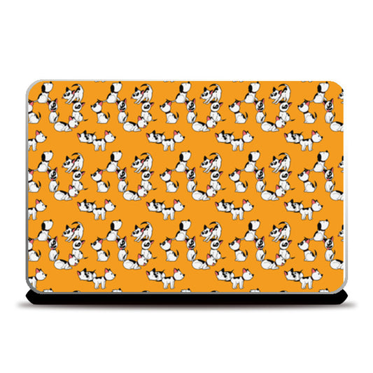 Dog pattern Yellow Laptop Skins