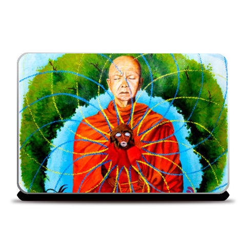 Monkey Shaanti Buddhist Monk Psychedelic Laptop Skins