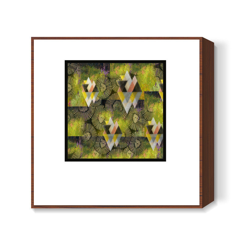 Abstract olive green wall art Square Art Prints