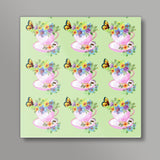 Pretty Tea Cups Pattern Poster Kitchen  Square Art Prints