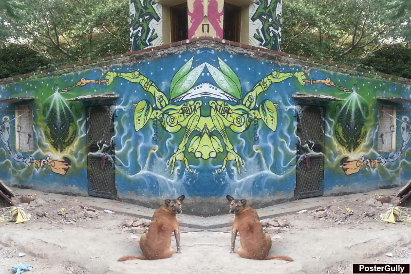 Wall Art, Double Dog Graffiti Artwork