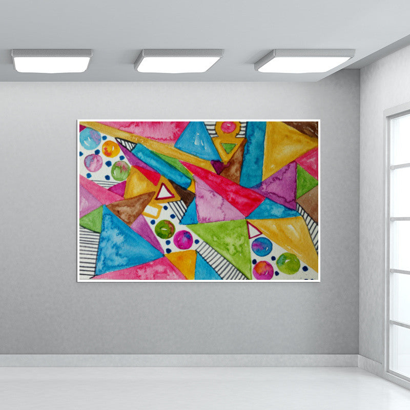 Modern Art Colorful Watercolor Abstract Shapes Poster Wall Art
