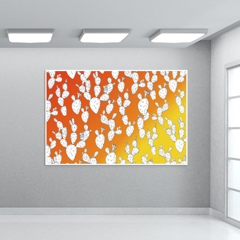 Cute Cactus Doodle Pattern Background Wall Art