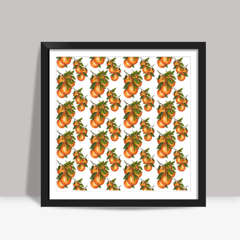 Oranges Citrus Fruit Pattern Background Design Square Art Prints