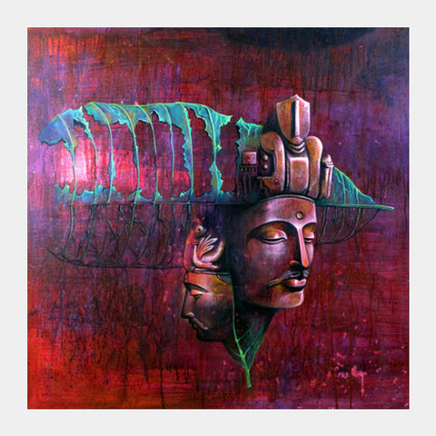 Two Heads of Bodhi Square Art Prints