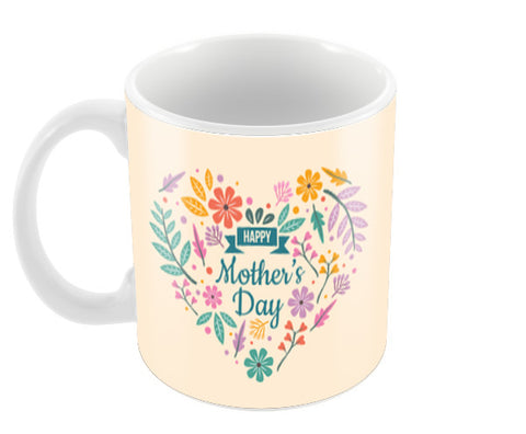 Happy Mothers Day Floral Heart Coffee Mugs