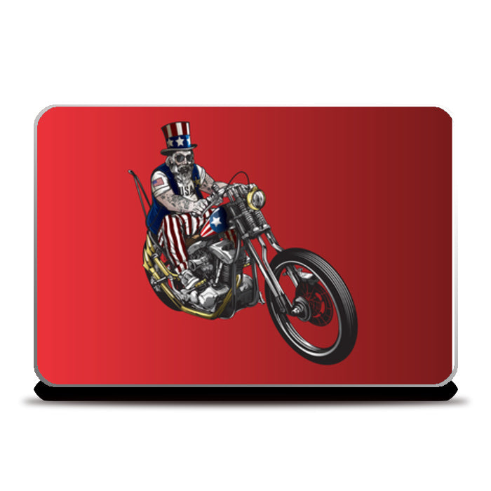 Man riding legendary motorbike Laptop Skins