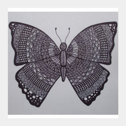 Square Art Prints, Zentangle Butterfly Square Art | Jasmine Kaur Lotey, - PosterGully