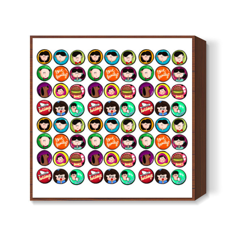 Family Badges Square Art Prints