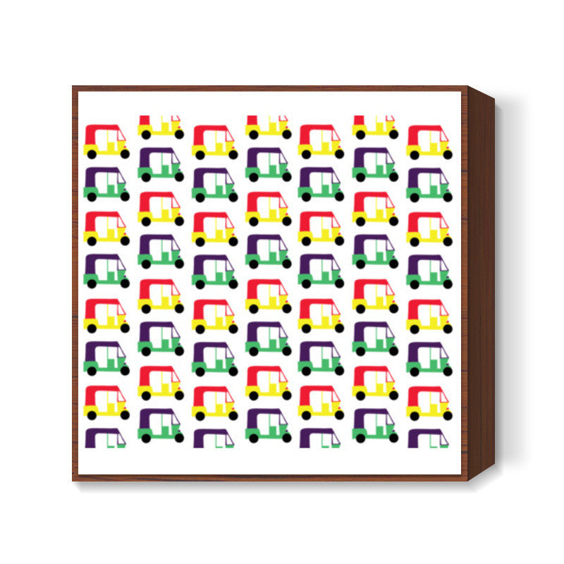 Auto Rickshaw Pattern Square Art Prints