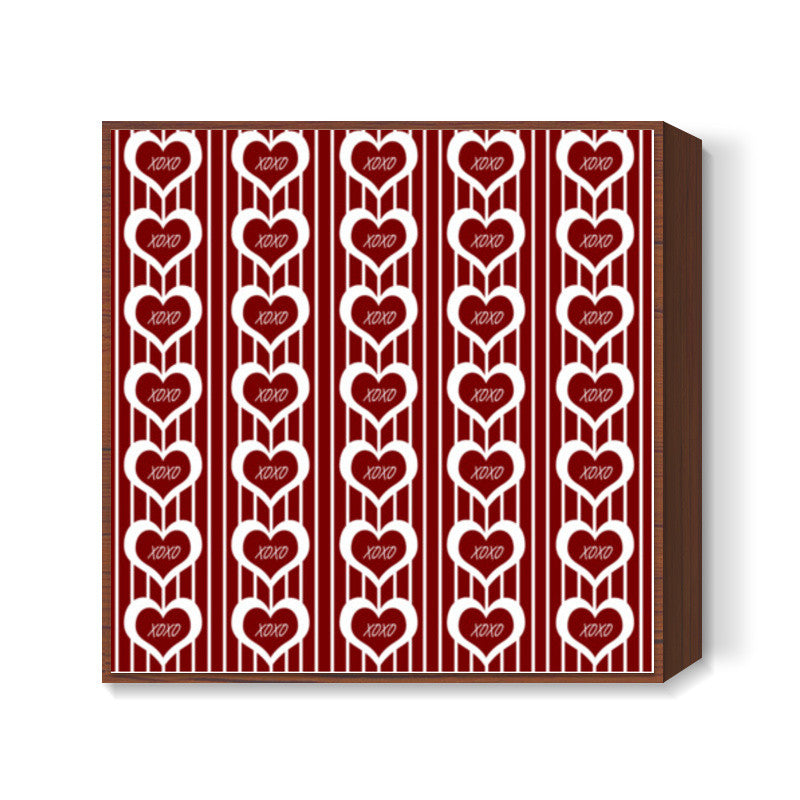 Valentines Day Red Hearts XOXO Love Seamless Pattern Square Art Prints