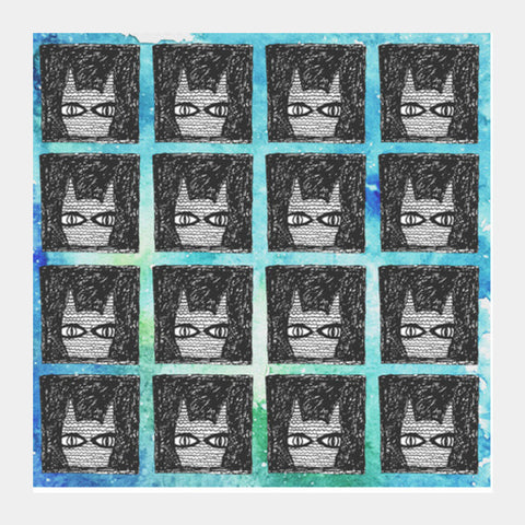 The hipster kitty cat Square Art Prints