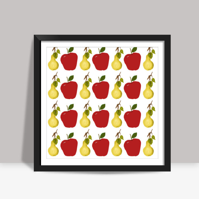 Cool Apple And Pear Fruit Pattern Square Art Prints