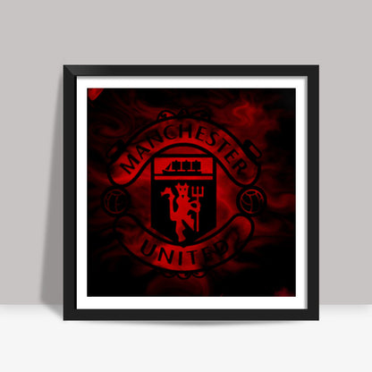 Manchester United Red Smoke #mufc Square Art Prints