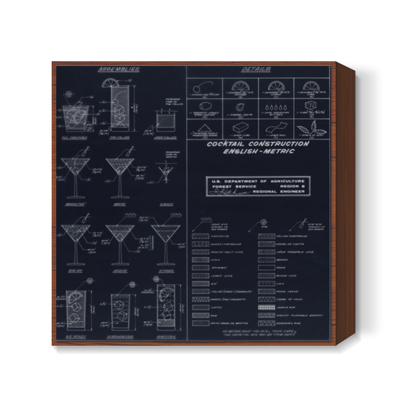 Cocktail construction Square Art Prints