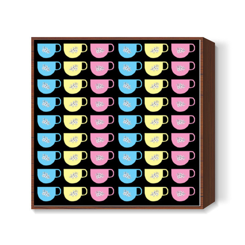 Trendy Cups Silhouette Design Pattern Background Wall Illustration Square Art Prints