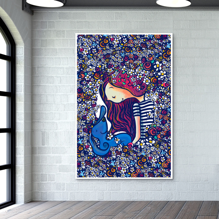 girl and her dog Wall Art