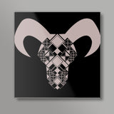 Capricorn symbol, Bull, Geometrical shapes, Black and white Square Art Prints Design Square Art Prints