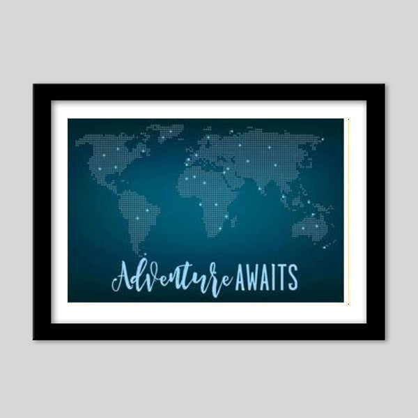 Adventure Awaits World Map Premium Italian Wooden Frames