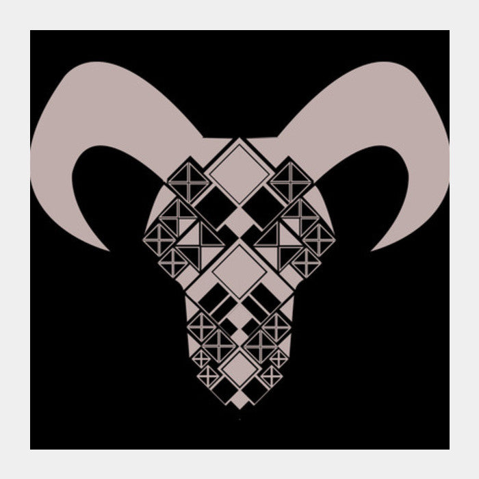 Capricorn symbol, Bull, Geometrical shapes, Black and white Square Art Prints Design Square Art Prints