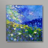 blue cornflowers 6761 Square Art Prints