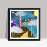 head in the clouds Square Art Prints