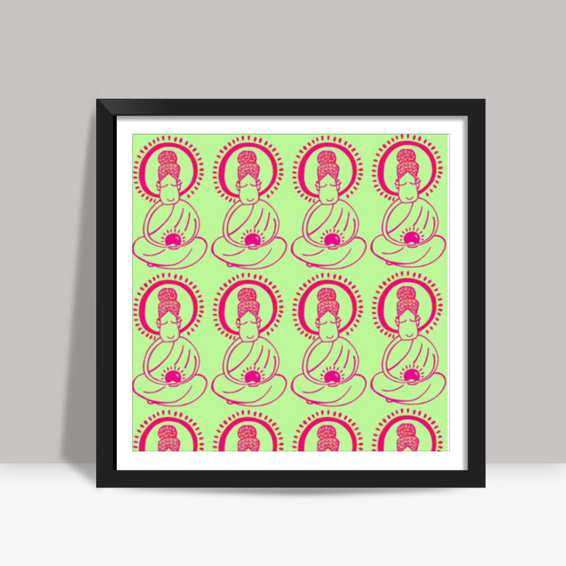 Buddha_LimeGreen Square Art Prints