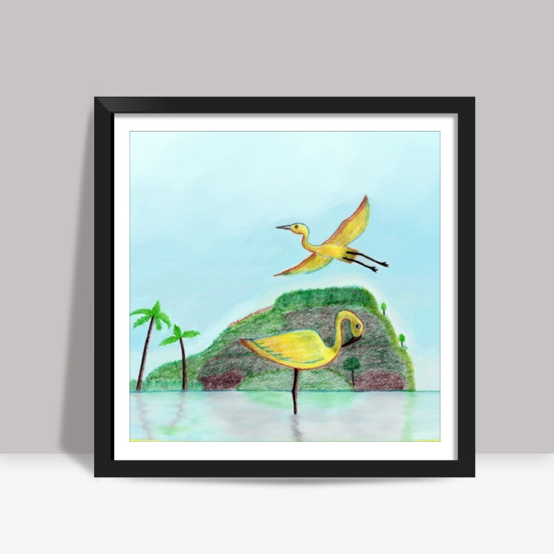 River Birds Square Art Prints