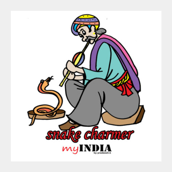 snake charmer Square Art Prints