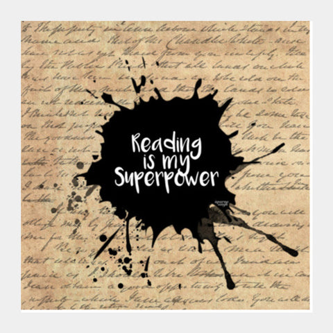 Reading is my Superpower (Vintage Paper) Square Art Prints