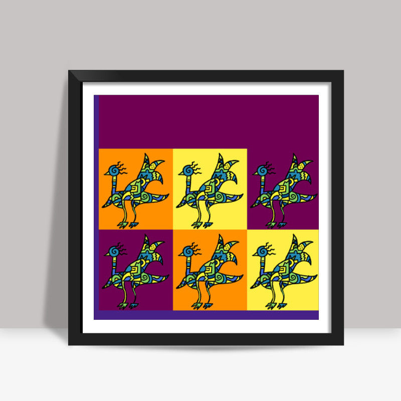 Peacock Zenscrawl Square Art Prints