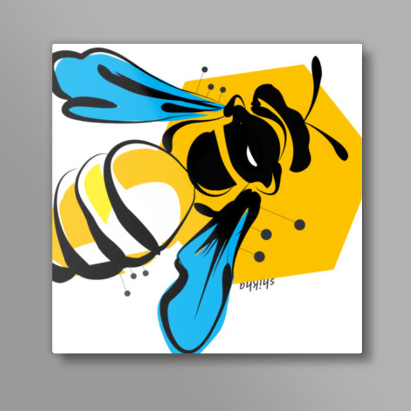 Honey Bee Doodle Square Art Prints