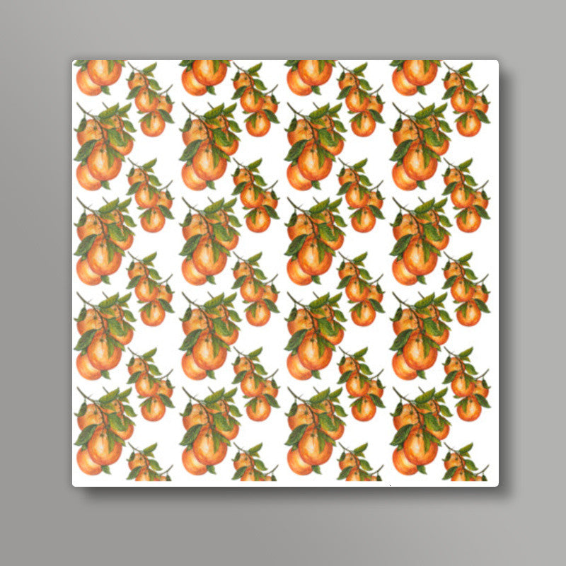 Oranges Citrus Fruit Pattern Background Design Square Art Prints