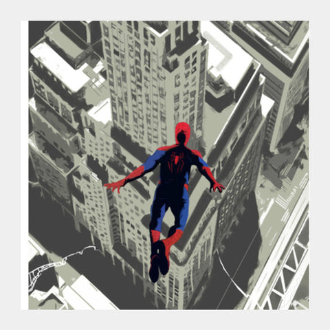Spiderman Leap Square Art Prints