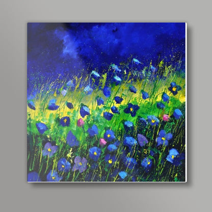 blue poppies 6741 Square Art Prints