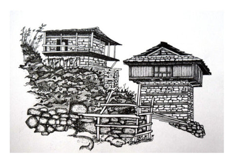 Huts of Nakthan Village Wall Art