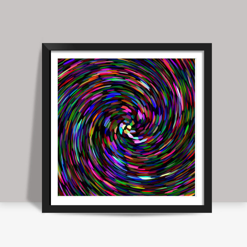Abstract Multicolored Rainbow Twirl Digital Swirl Retro Art Design Background Square Art Prints