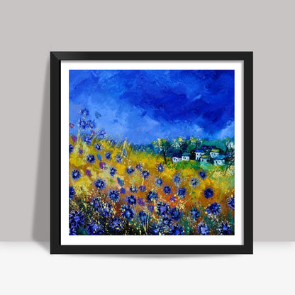 Blue cornflower 7741 Square Art Prints