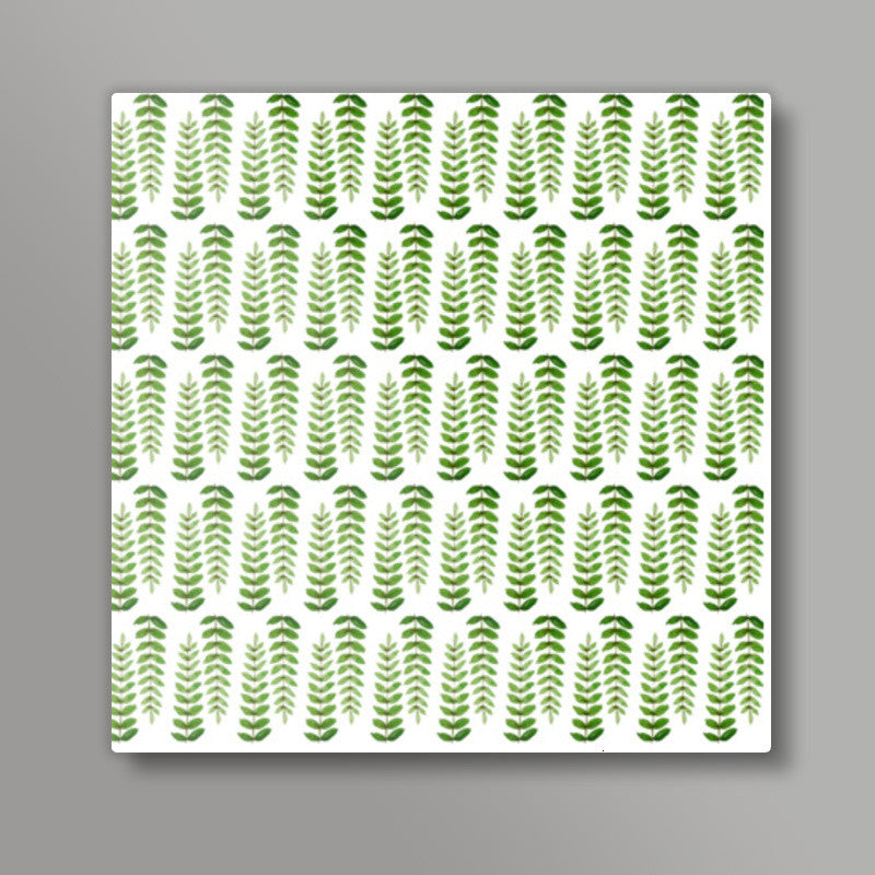 Green Hand Painted Watercolor Leaf Pattern Nature Square Art Prints