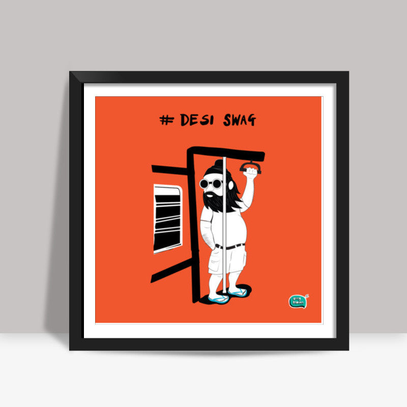 Desi Swag Orange Square Art Prints