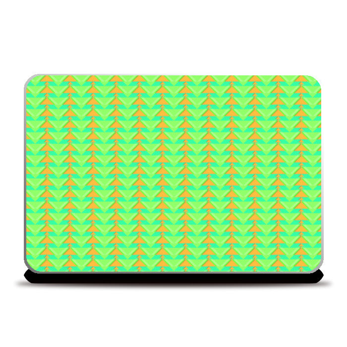 Trippy Triangles | Green orange Laptop Skins