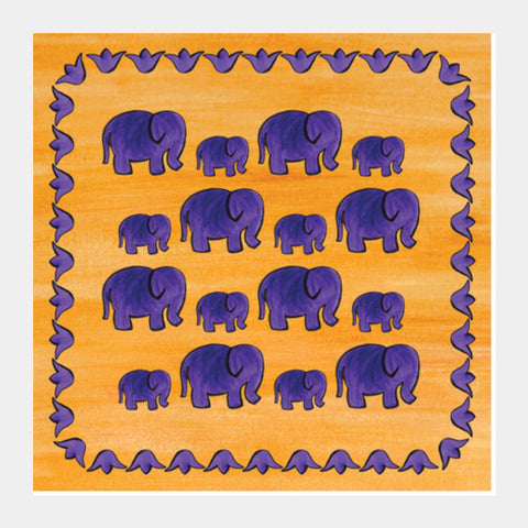 Square Art Prints, Elephants II Square Art Prints
