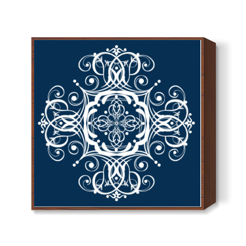 Blue Ornamental Decorative Design Square Art Prints