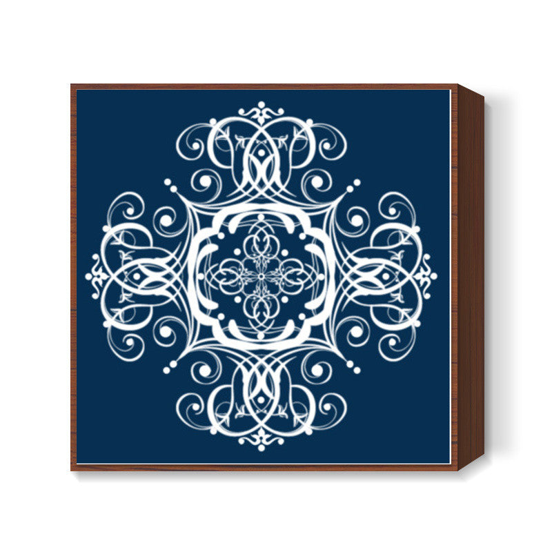 Blue Ornamental Decorative Design  Square Art Prints