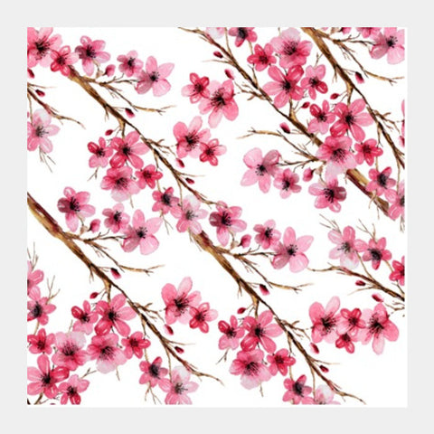 Square Art Prints, Spring Cherry Blossom Flowers Artwork Square Art Prints