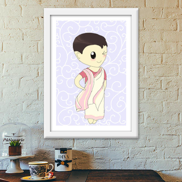 Kawaii Bengali girl Premium Italian Wooden Frames