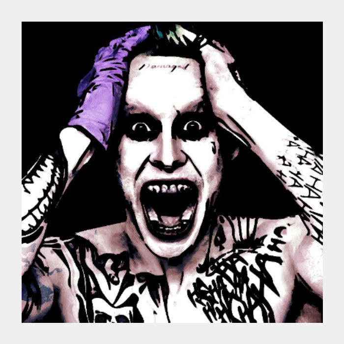 Square Art Prints, Joker Jared Letto Batman Suicide Squad Comic Movie Character Artwork