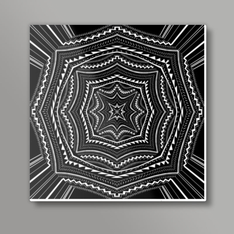 Black And White Abstract Digital Illustration Psychedelic Art Background Square Art Prints