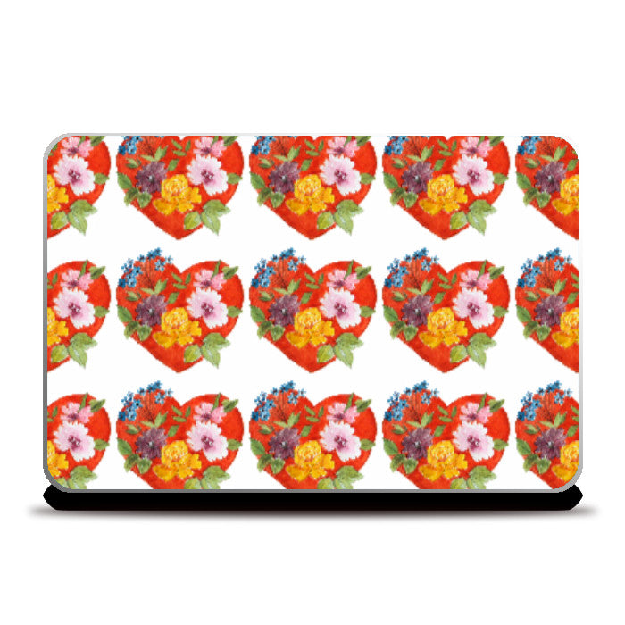 Laptop Skins, Floral Heart Pattern Laptop Skin