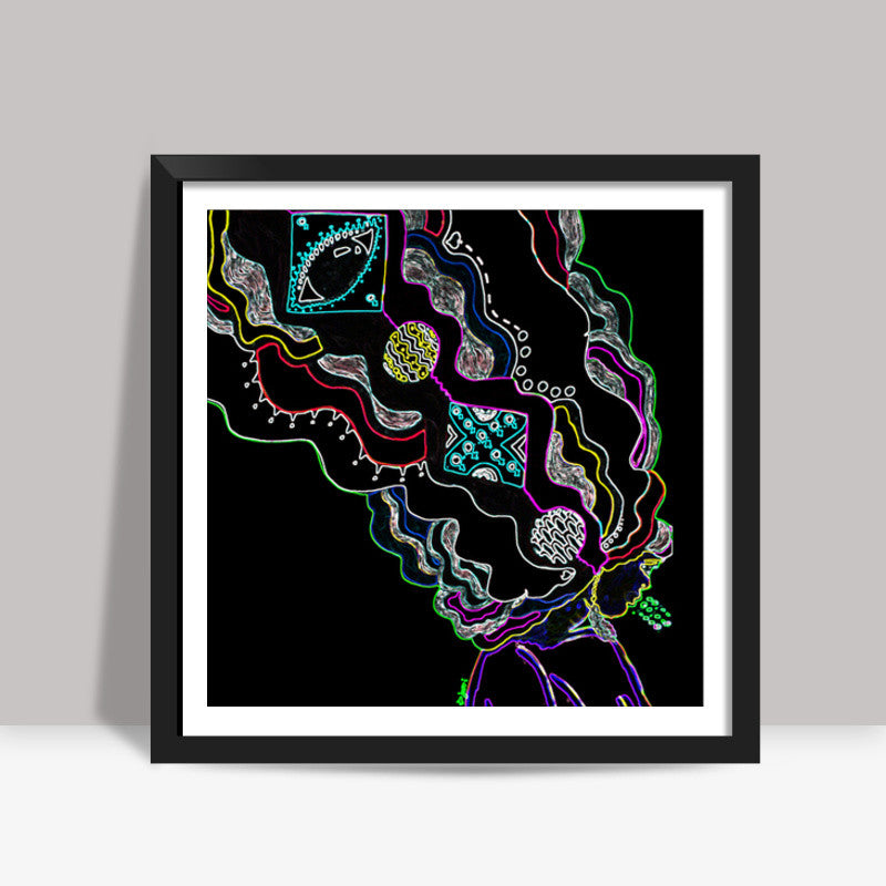 Cloudy Head (neon sign) Square Art Prints